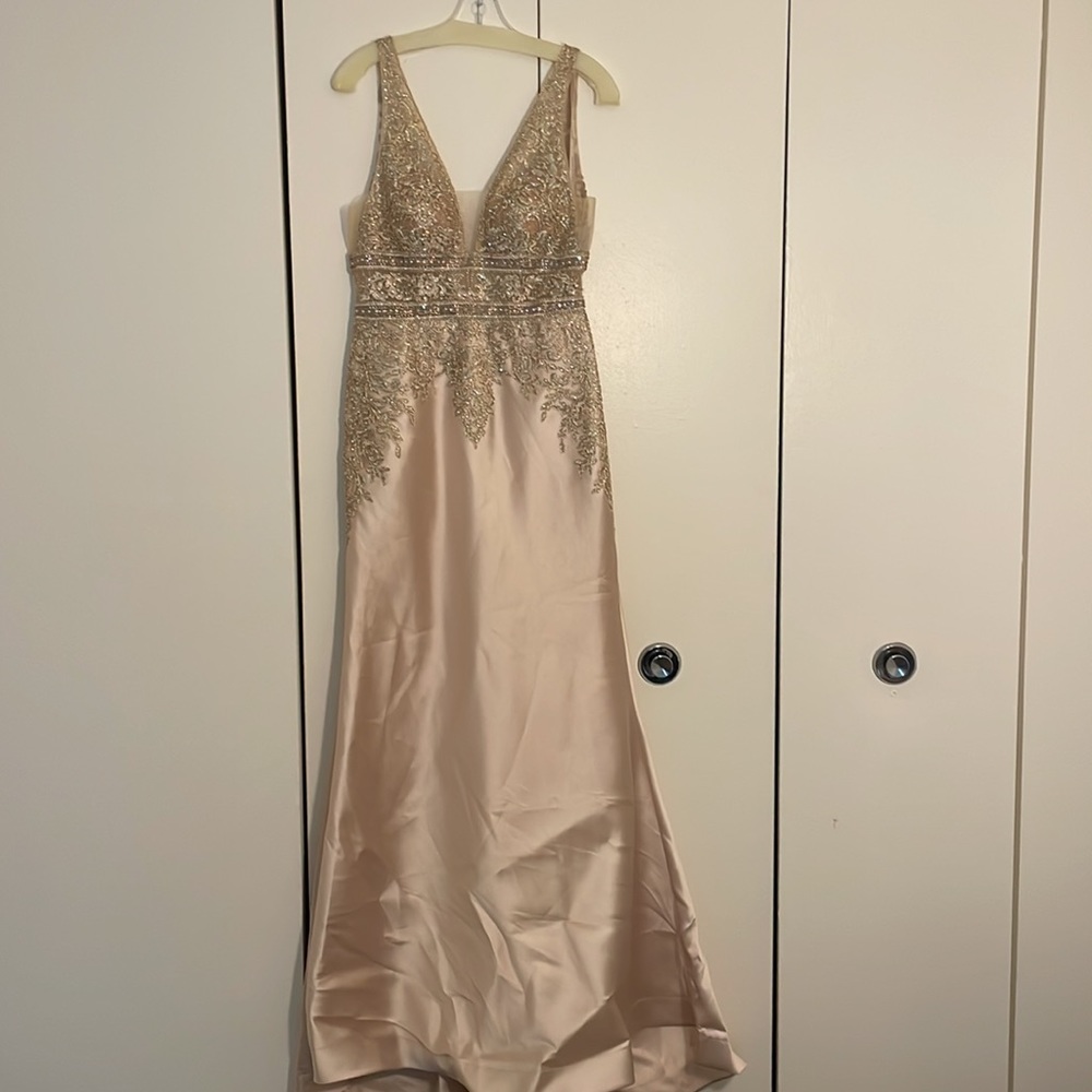 Size 8 Mori Lee Champagne Formal Gown